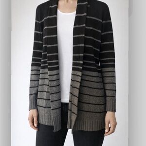 Autumn Cashmere Black and Gray Striped Cardigan